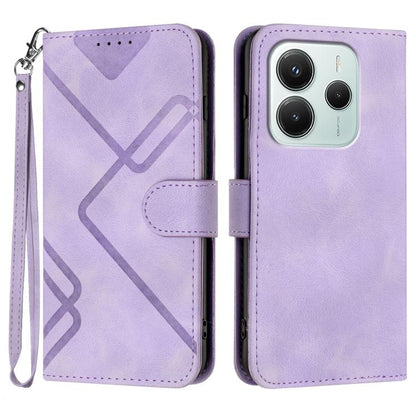 Line Pattern Skin Feel Leather Phone Case, For Redmi Note 14 4G 164.84mm, For Redmi Turbo 4 / Xiaomi Poco X7 Pro, For Redmi Note 14 Pro 4G, For Redmi Note 14 4G 163.25mm