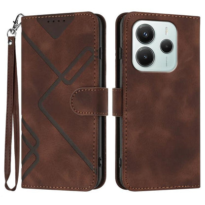 Line Pattern Skin Feel Leather Phone Case, For Redmi Note 14 4G 164.84mm, For Redmi Turbo 4 / Xiaomi Poco X7 Pro, For Redmi Note 14 Pro 4G, For Redmi Note 14 4G 163.25mm