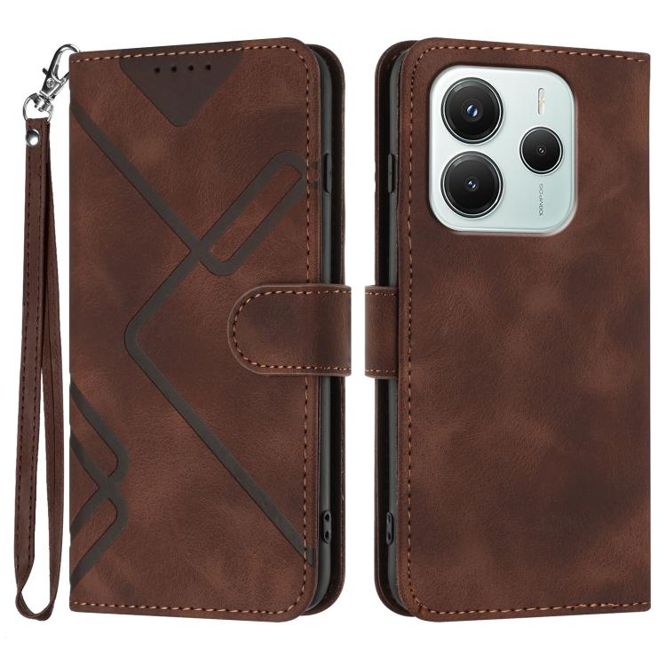 Line Pattern Skin Feel Leather Phone Case, For Redmi Note 14 4G 164.84mm, For Redmi Turbo 4 / Poco X7 Pro, For Redmi Note 14 Pro 4G, For Redmi Note 14 4G 163.25mm