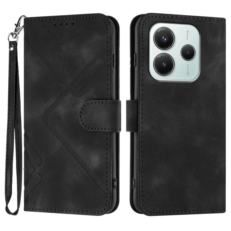 Line Pattern Skin Feel Leather Phone Case, For Redmi Note 14 4G 164.84mm, For Redmi Turbo 4 / Xiaomi Poco X7 Pro, For Redmi Note 14 Pro 4G, For Redmi Note 14 4G 163.25mm