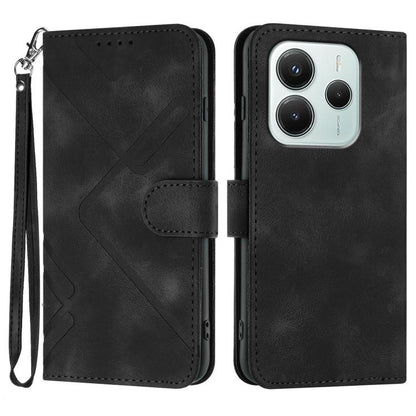 Line Pattern Skin Feel Leather Phone Case, For Redmi Note 14 4G 164.84mm, For Redmi Turbo 4 / Poco X7 Pro, For Redmi Note 14 Pro 4G, For Redmi Note 14 4G 163.25mm