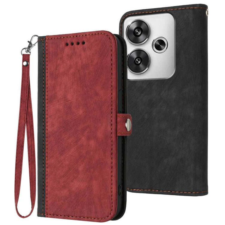 Side Buckle Double Fold Hand Strap Leather Phone Case, For Redmi Turbo 3 / Xiaomi Poco F6, For Redmi Note 13R Pro / Xiaomi Poco X6 Neo, For Redmi Note 12 Turbo / Xiaomi Poco F5