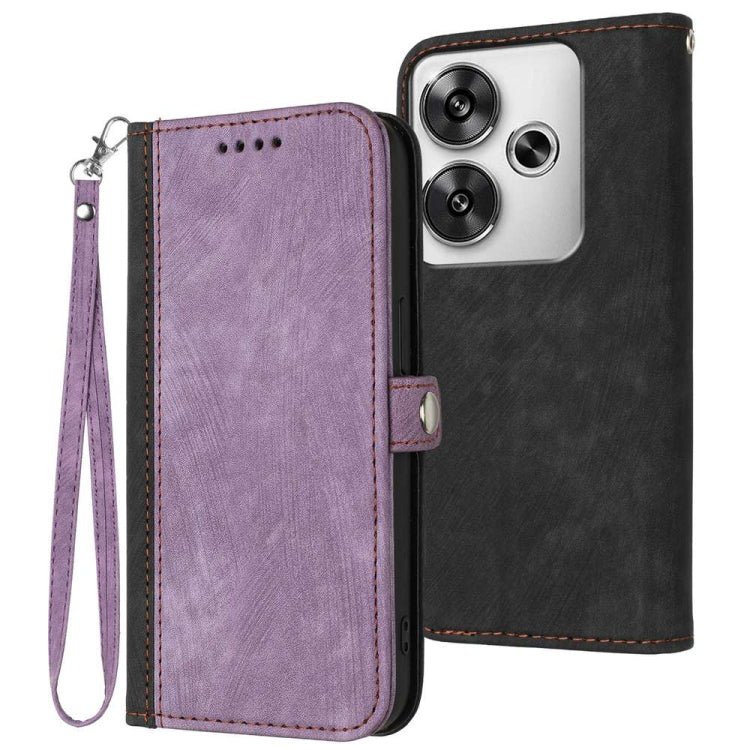 Side Buckle Double Fold Hand Strap Leather Phone Case, For Redmi Turbo 3 / Xiaomi Poco F6, For Redmi Note 13R Pro / Xiaomi Poco X6 Neo, For Redmi Note 12 Turbo / Xiaomi Poco F5