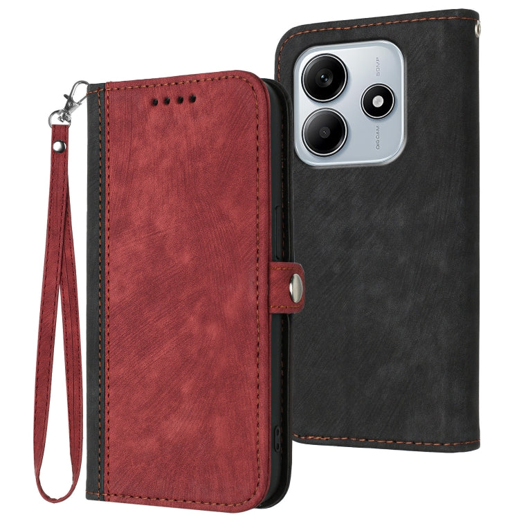 Side Buckle Double Fold Hand Strap Leather Phone Case, For Redmi Note 14 5G, For Redmi Note 14 Pro+ 5G, For Redmi Note 14 Pro 5G, For Redmi 13 4G