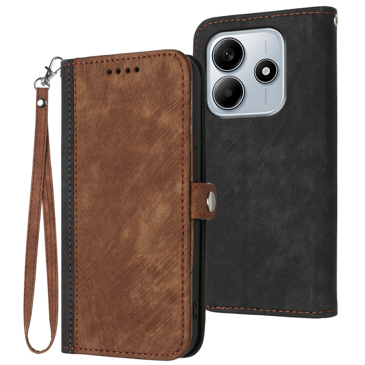 Side Buckle Double Fold Hand Strap Leather Phone Case, For Redmi Note 14 5G, For Redmi Note 14 Pro+ 5G, For Redmi Note 14 Pro 5G, For Redmi 13 4G
