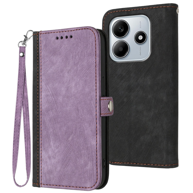 Side Buckle Double Fold Hand Strap Leather Phone Case, For Redmi Note 14 5G, For Redmi Note 14 Pro+ 5G, For Redmi Note 14 Pro 5G, For Redmi 13 4G