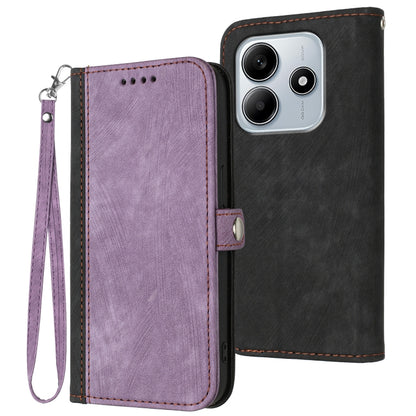 Side Buckle Double Fold Hand Strap Leather Phone Case, For Redmi Note 14 5G, For Redmi Note 14 Pro+ 5G, For Redmi Note 14 Pro 5G, For Redmi 13 4G