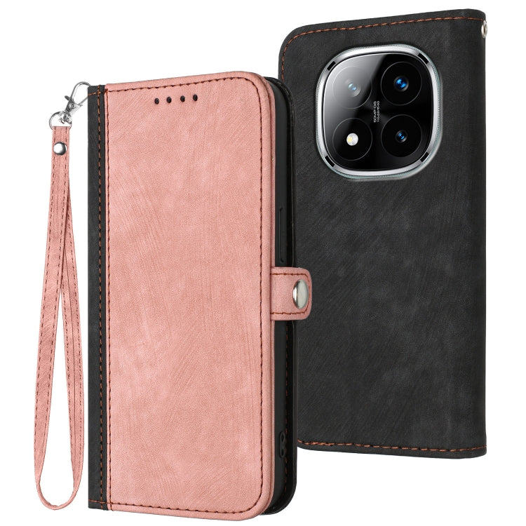 Side Buckle Double Fold Hand Strap Leather Phone Case, For Redmi Note 14 5G, For Redmi Note 14 Pro+ 5G, For Redmi Note 14 Pro 5G, For Redmi 13 4G