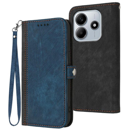 Side Buckle Double Fold Hand Strap Leather Phone Case, For Redmi Note 14 4G 164.84mm, For Redmi Turbo 4 / Xiaomi Poco X7 Pro, For Redmi Note 14 Pro 4G, For Redmi Note 14 4G 163.25mm