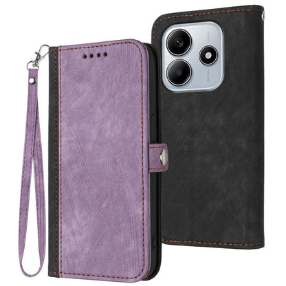 Side Buckle Double Fold Hand Strap Leather Phone Case, For Redmi Note 14 4G 164.84mm, For Redmi Turbo 4 / Xiaomi Poco X7 Pro, For Redmi Note 14 Pro 4G, For Redmi Note 14 4G 163.25mm