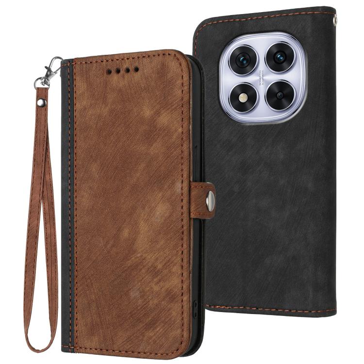 Side Buckle Double Fold Hand Strap Leather Phone Case, For Redmi Note 14 4G 164.84mm, For Redmi Turbo 4 / Xiaomi Poco X7 Pro, For Redmi Note 14 Pro 4G, For Redmi Note 14 4G 163.25mm