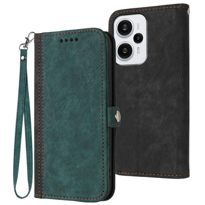 Side Buckle Double Fold Hand Strap Leather Phone Case, For Redmi Turbo 3 / Xiaomi Poco F6, For Redmi Note 13R Pro / Xiaomi Poco X6 Neo, For Redmi Note 12 Turbo / Xiaomi Poco F5