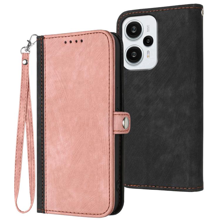 Side Buckle Double Fold Hand Strap Leather Phone Case, For Redmi Turbo 3 / Xiaomi Poco F6, For Redmi Note 13R Pro / Xiaomi Poco X6 Neo, For Redmi Note 12 Turbo / Xiaomi Poco F5