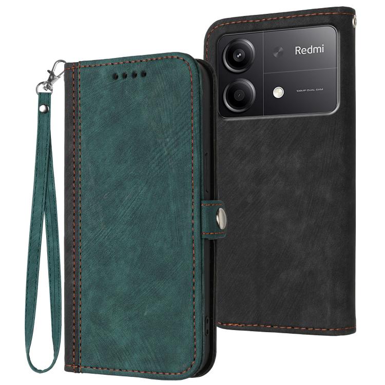 Side Buckle Double Fold Hand Strap Leather Phone Case, For Redmi Turbo 3 / Xiaomi Poco F6, For Redmi Note 13R Pro / Xiaomi Poco X6 Neo, For Redmi Note 12 Turbo / Xiaomi Poco F5
