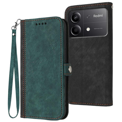 Side Buckle Double Fold Hand Strap Leather Phone Case, For Redmi Turbo 3 / Xiaomi Poco F6, For Redmi Note 13R Pro / Xiaomi Poco X6 Neo, For Redmi Note 12 Turbo / Xiaomi Poco F5