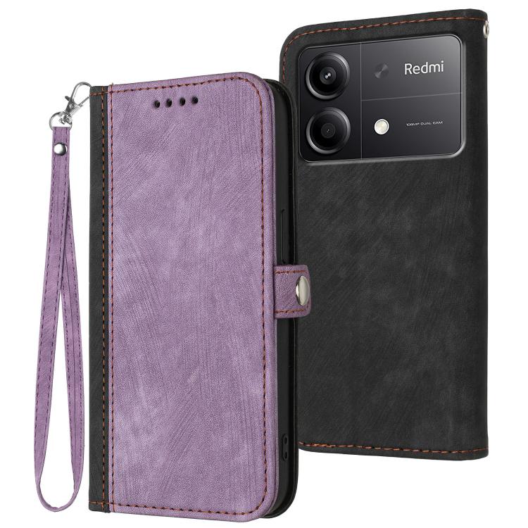 Side Buckle Double Fold Hand Strap Leather Phone Case, For Redmi Turbo 3 / Xiaomi Poco F6, For Redmi Note 13R Pro / Xiaomi Poco X6 Neo, For Redmi Note 12 Turbo / Xiaomi Poco F5