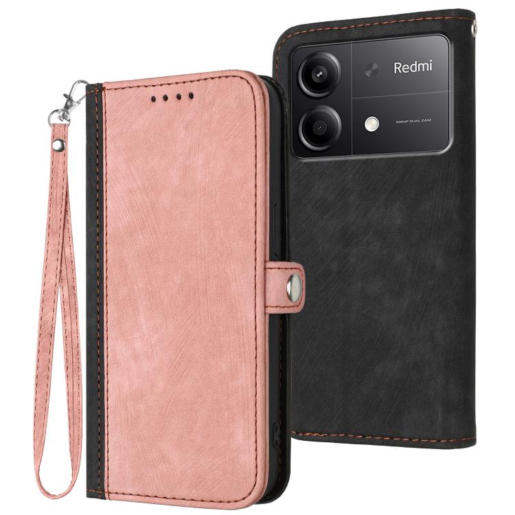 Side Buckle Double Fold Hand Strap Leather Phone Case, For Redmi Turbo 3 / Poco F6, For Redmi Note 13R Pro / X6 Neo, For Redmi Note 12 Turbo / Poco F5