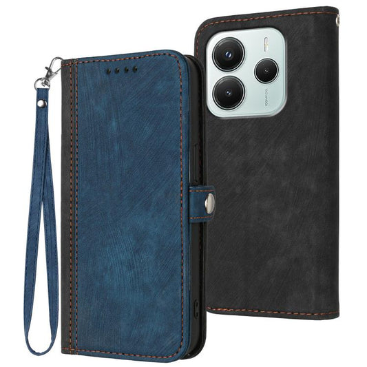 Side Buckle Double Fold Hand Strap Leather Phone Case, For Redmi Note 14 4G 164.84mm, For Redmi Turbo 4 / Xiaomi Poco X7 Pro, For Redmi Note 14 Pro 4G, For Redmi Note 14 4G 163.25mm