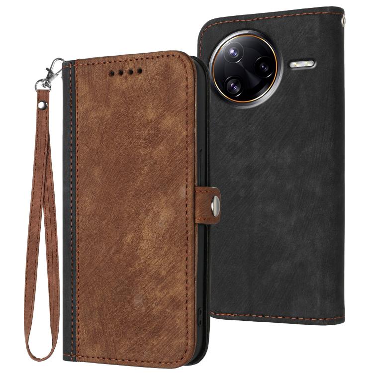 Side Buckle Double Fold Hand Strap Leather Phone Case, For Redmi Turbo 4 Pro / Poco F7, For Redmi A5 4G 171.7mm / Poco C71, For Redmi K80 Pro / Poco F7 Ultra, For Redmi K80 / Poco F7 Pro
