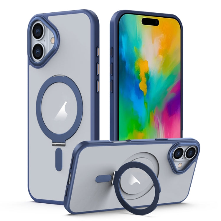 MagSafe Airbag Shockproof Frosted Phone Case with Fold Holder, For iPhone 16 Pro Max, For iPhone 16 Pro, For iPhone 16 Plus, For iPhone 16