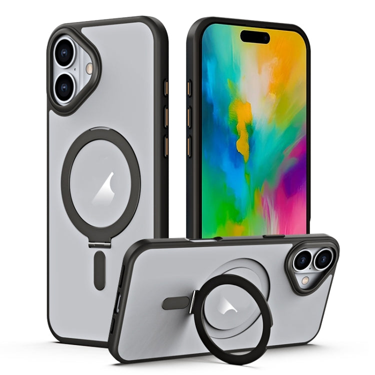 MagSafe Airbag Shockproof Frosted Phone Case with Fold Holder, For iPhone 16 Pro Max, For iPhone 16 Pro, For iPhone 16 Plus, For iPhone 16