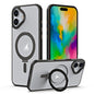 MagSafe Airbag Shockproof Frosted Phone Case with Fold Holder, For iPhone 16 Pro Max, For iPhone 16 Pro, For iPhone 16 Plus, For iPhone 16