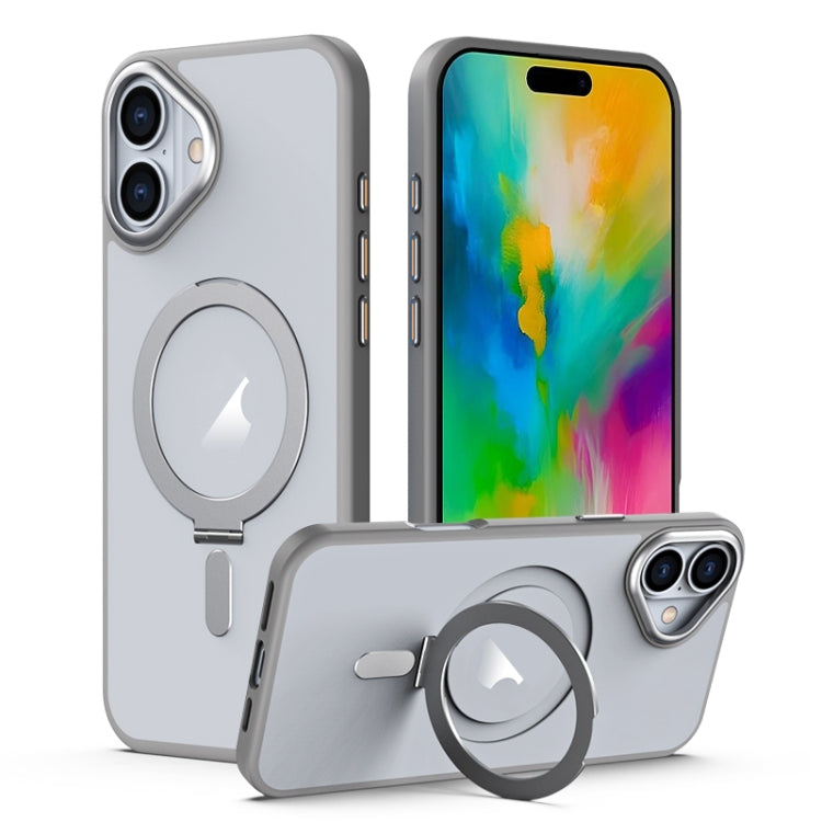 MagSafe Airbag Shockproof Frosted Phone Case with Fold Holder, For iPhone 16 Pro Max, For iPhone 16 Pro, For iPhone 16 Plus, For iPhone 16