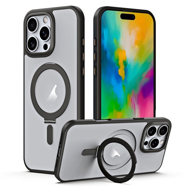 MagSafe Airbag Shockproof Frosted Phone Case with Fold Holder, For iPhone 16 Pro Max, For iPhone 16 Pro, For iPhone 16 Plus, For iPhone 16