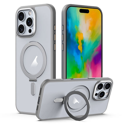 MagSafe Airbag Shockproof Frosted Phone Case with Fold Holder, For iPhone 16 Pro Max, For iPhone 16 Pro, For iPhone 16 Plus, For iPhone 16