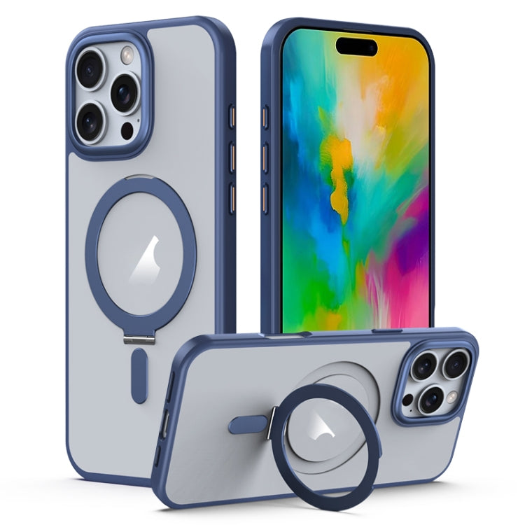 MagSafe Airbag Shockproof Frosted Phone Case with Fold Holder, For iPhone 16 Pro Max, For iPhone 16 Pro, For iPhone 16 Plus, For iPhone 16