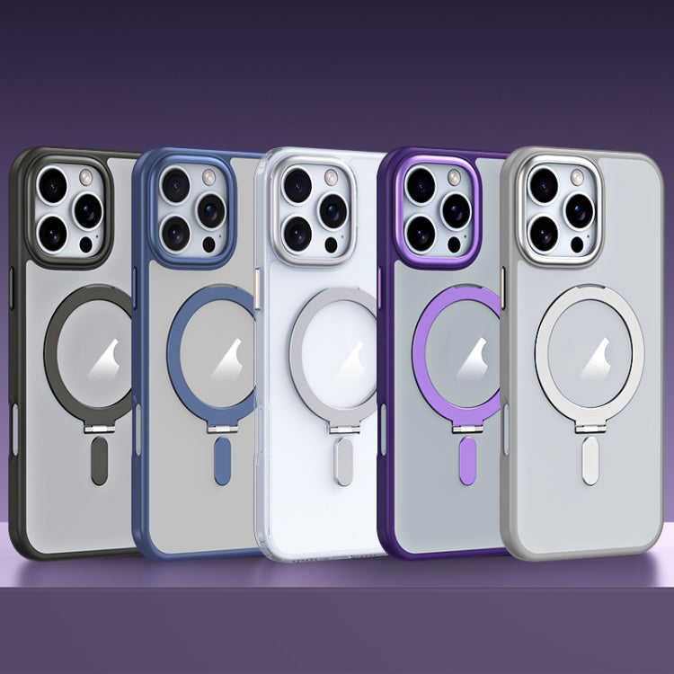 MagSafe Airbag Shockproof Frosted Phone Case with Fold Holder, For iPhone 16 Pro Max, For iPhone 16 Pro, For iPhone 16 Plus, For iPhone 16