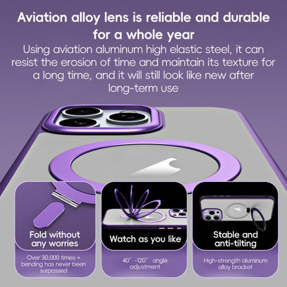 MagSafe Airbag Shockproof Frosted Phone Case with Fold Holder, For iPhone 16 Pro Max, For iPhone 16 Pro, For iPhone 16 Plus, For iPhone 16