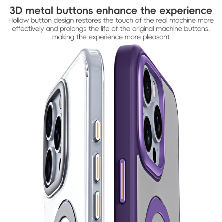 MagSafe Airbag Shockproof Frosted Phone Case with Fold Holder, For iPhone 16 Pro Max, For iPhone 16 Pro, For iPhone 16 Plus, For iPhone 16