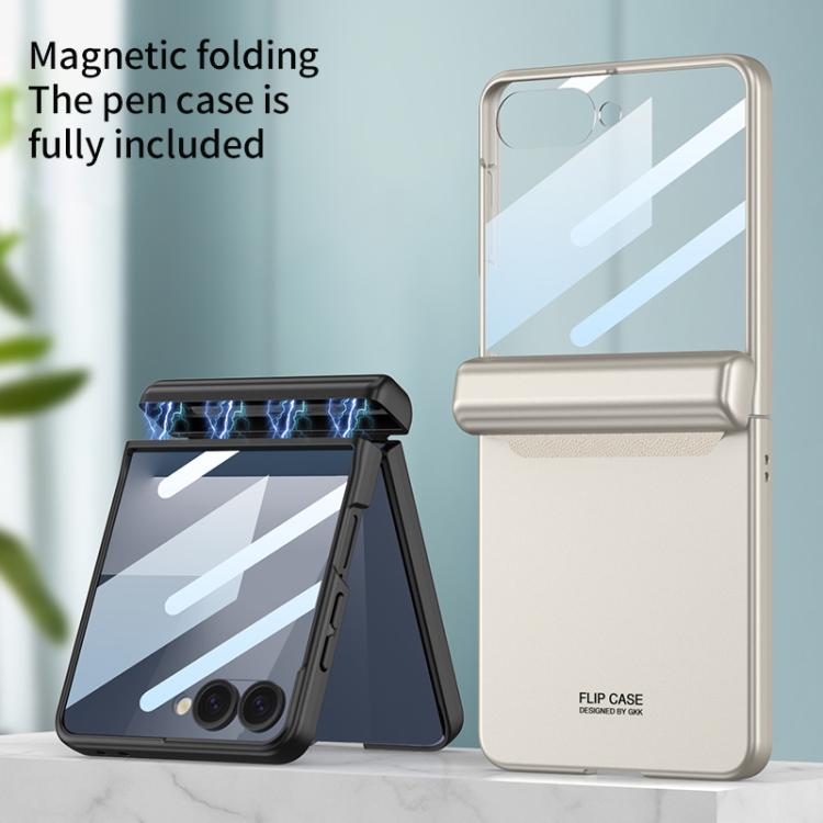 GKK Integrated Magnetic Full Coverage Flip Phone Case with Pen Box+Pen, For Samsung Galaxy Z Flip7 5G, For Samsung Galaxy Z Flip6 / Flip7 FE