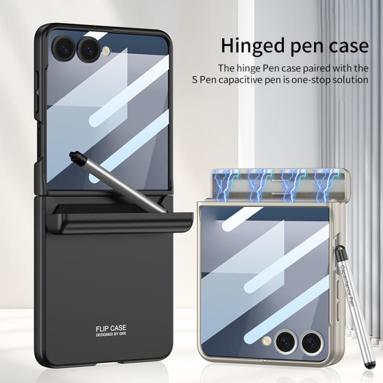 GKK Integrated Magnetic Full Coverage Flip Phone Case with Pen Box+Pen, For Samsung Galaxy Z Flip7 5G, For Samsung Galaxy Z Flip6 / Flip7 FE