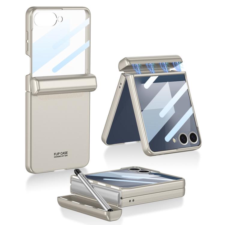 GKK Integrated Magnetic Full Coverage Flip Phone Case with Pen Box+Pen, For Samsung Galaxy Z Flip7 5G, For Samsung Galaxy Z Flip6 / Flip7 FE