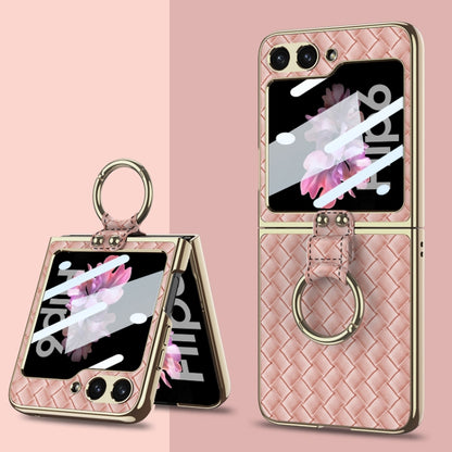 GKK Integrated Plating Weave Texture Phone Case with Ring Holder, For Samsung Galaxy Z Flip6 / Flip7 FE
