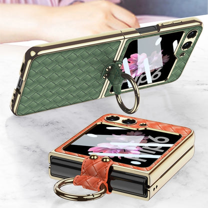 GKK Integrated Plating Weave Texture Phone Case with Ring Holder, For Samsung Galaxy Z Flip6 / Flip7 FE