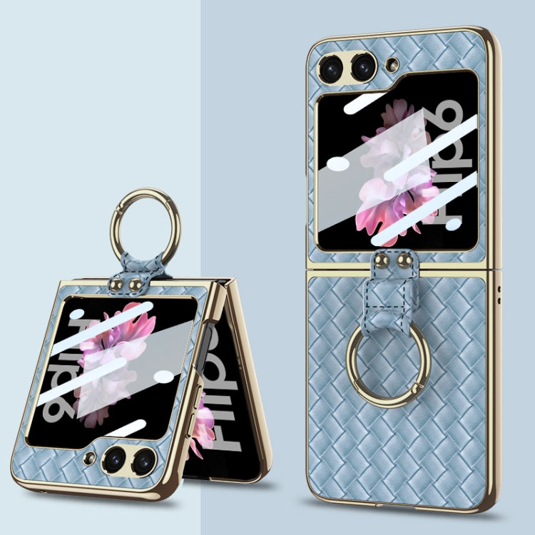GKK Integrated Plating Weave Texture Phone Case with Ring Holder, For Samsung Galaxy Z Flip6 / Flip7 FE