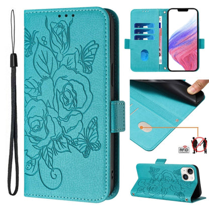 Embossed Rose RFID Anti-theft Leather Phone Case, For iPhone 13 mini, For iPhone 12  / 12 Pro, For iPhone 12 Pro Max, For iPhone 12 mini