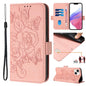 Embossed Rose RFID Anti-theft Leather Phone Case, For iPhone 15, For iPhone 14 Plus, For iPhone 14 / 13, For iPhone 14 Pro