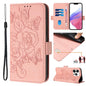 Embossed Rose RFID Anti-theft Leather Phone Case, For iPhone 15, For iPhone 14 Plus, For iPhone 14 / 13, For iPhone 14 Pro