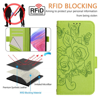 Embossed Rose RFID Anti-theft Leather Phone Case, For iPhone 14 Pro Max, For iPhone SE 2022 / SE 2020 / 8 / 7, For iPhone 13 Pro Max, For iPhone 13 Pro