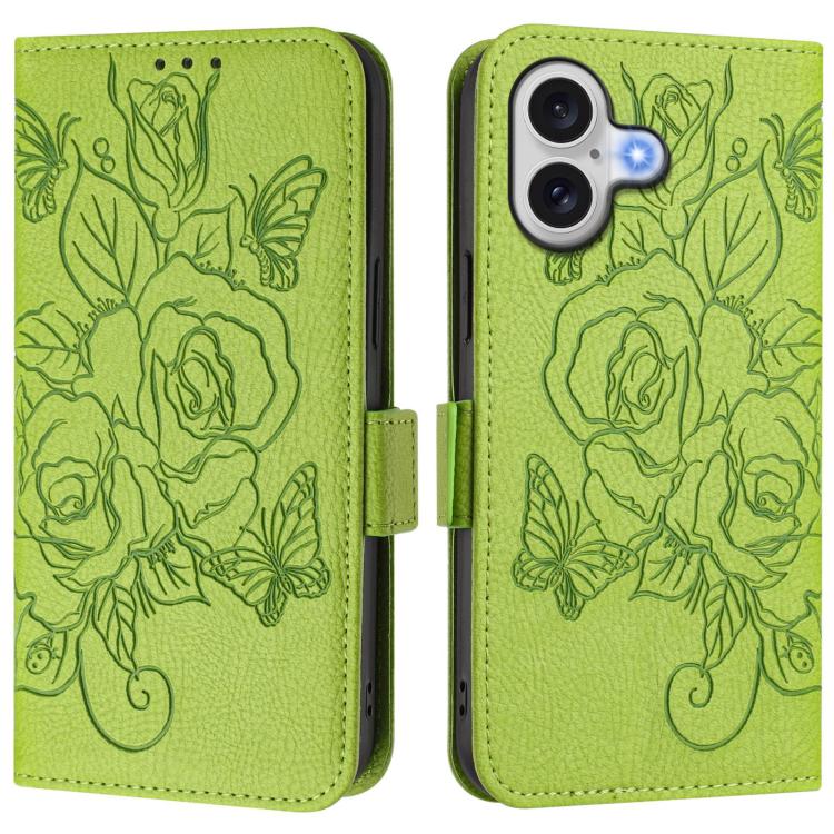 Embossed Rose RFID Anti-theft Leather Phone Case, For iPhone 18 Pro / 17 Pro, For iPhone 18 Pro Max / 17 Pro Max, For iPhone 17, For iPhone Air