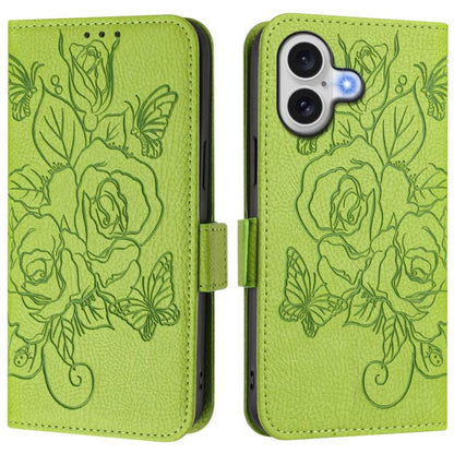 Embossed Rose RFID Anti-theft Leather Phone Case, For iPhone 18 Pro / 17 Pro, For iPhone 18 Pro Max / 17 Pro Max, For iPhone 17, For iPhone Air