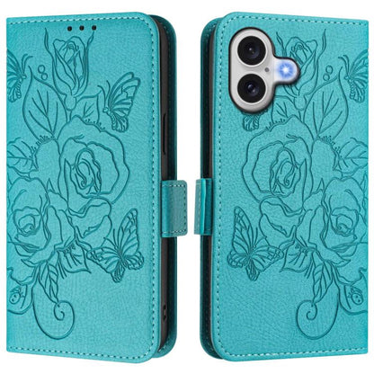 Embossed Rose RFID Anti-theft Leather Phone Case, For iPhone 18 Pro / 17 Pro, For iPhone 18 Pro Max / 17 Pro Max, For iPhone 17, For iPhone Air