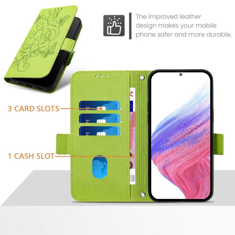 Embossed Rose RFID Anti-theft Leather Phone Case, For iPhone 18 Pro / 17 Pro, For iPhone 18 Pro Max / 17 Pro Max, For iPhone 17, For iPhone Air