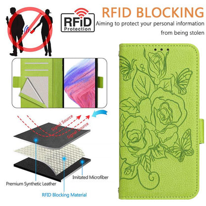Embossed Rose RFID Anti-theft Leather Phone Case, For iPhone 18 Pro / 17 Pro, For iPhone 18 Pro Max / 17 Pro Max, For iPhone 17, For iPhone Air