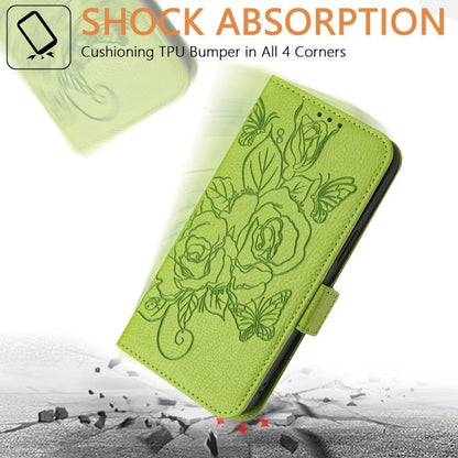 Embossed Rose RFID Anti-theft Leather Phone Case, For iPhone 18 Pro / 17 Pro, For iPhone 18 Pro Max / 17 Pro Max, For iPhone 17, For iPhone Air
