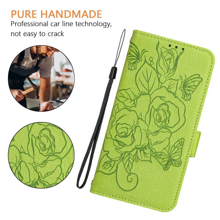 Embossed Rose RFID Anti-theft Leather Phone Case, For iPhone 18 Pro / 17 Pro, For iPhone 18 Pro Max / 17 Pro Max, For iPhone 17, For iPhone Air